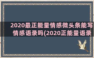 2020最正能量情感微头条能写情感语录吗(2020正能量语录)