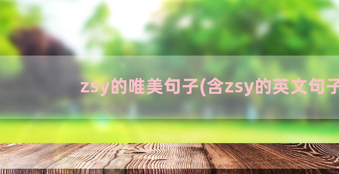 zsy的唯美句子(含zsy的英文句子)