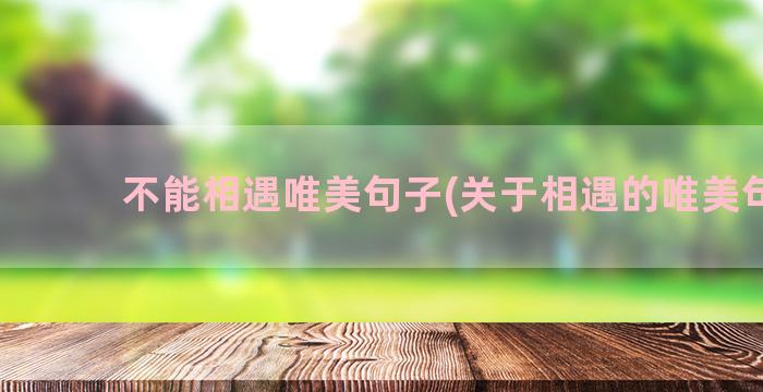 不能相遇唯美句子(关于相遇的唯美句子)