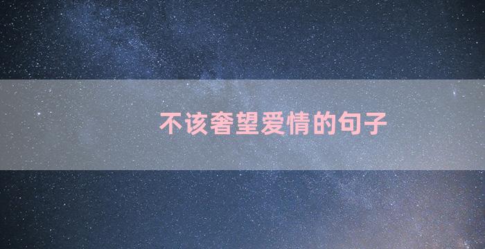 不该奢望爱情的句子