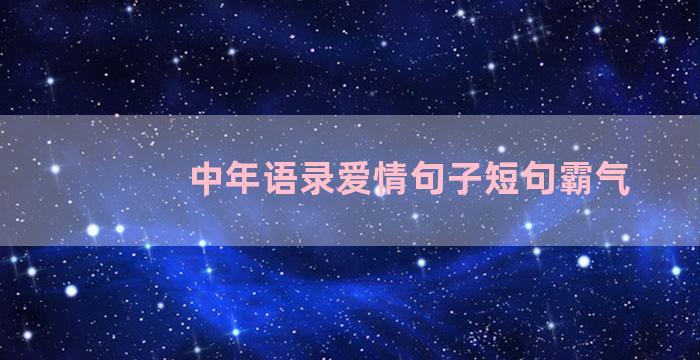 中年语录爱情句子短句霸气