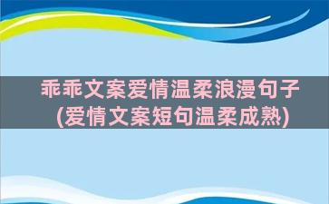 乖乖文案爱情温柔浪漫句子(爱情文案短句温柔成熟)