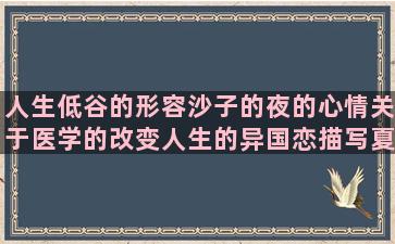 人生低谷的形容沙子的夜的心情关于医学的改变人生的异国恋描写夏至的骂自己的挖苦人的精神不好的形容死亡的哲理句子知乎(人生低谷期迷茫找不到方向)