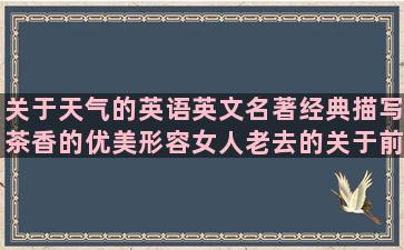 关于天气的英语英文名著经典描写茶香的优美形容女人老去的关于前世今生的唯美形容人到中年的关于长城的英语化无形为有形的正反都能读的搞笑同甘苦共患难得形容白头到老的初