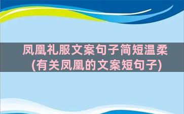 凤凰礼服文案句子简短温柔(有关凤凰的文案短句子)