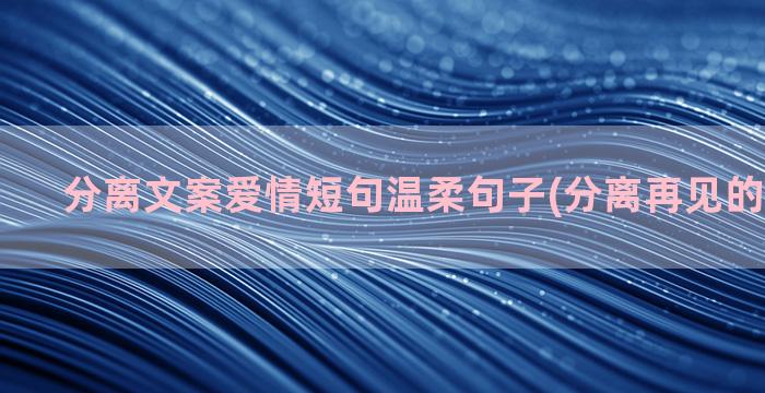 分离文案爱情短句温柔句子(分离再见的文案短句)