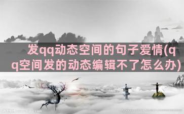 发qq动态空间的句子爱情(qq空间发的动态编辑不了怎么办)