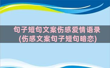 句子短句文案伤感爱情语录(伤感文案句子短句暗恋)