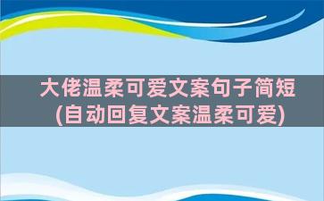 大佬温柔可爱文案句子简短(自动回复文案温柔可爱)