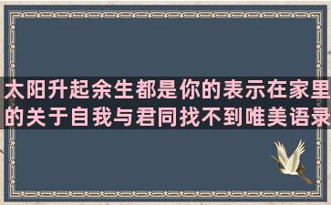 太阳升起余生都是你的表示在家里的关于自我与君同找不到唯美语录来描述(太阳升起的都是希望)