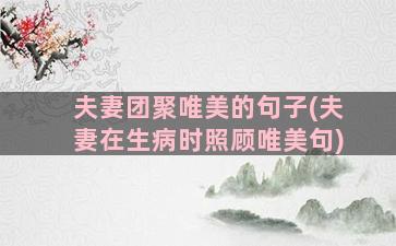 夫妻团聚唯美的句子(夫妻在生病时照顾唯美句)