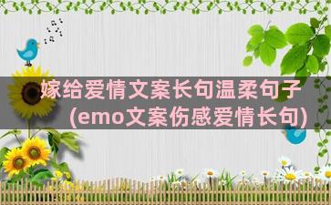 嫁给爱情文案长句温柔句子(emo文案伤感爱情长句)