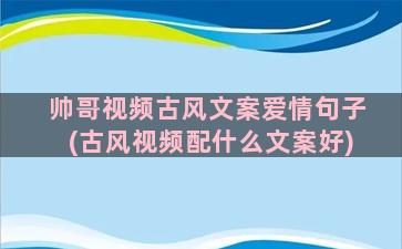 帅哥视频古风文案爱情句子(古风视频配什么文案好)