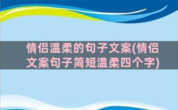 情侣温柔的句子文案(情侣文案句子简短温柔四个字)