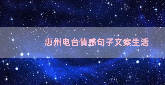 惠州电台情感句子文案生活