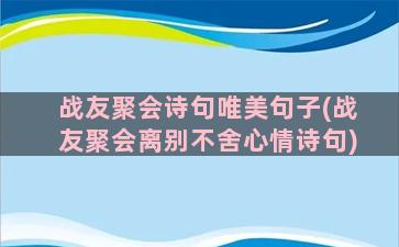 战友聚会诗句唯美句子(战友聚会离别不舍心情诗句)