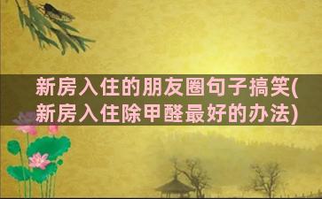 新房入住的朋友圈句子搞笑(新房入住除甲醛最好的办法)