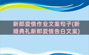 新郎爱情作业文案句子(新婚典礼新郎爱情告白文案)