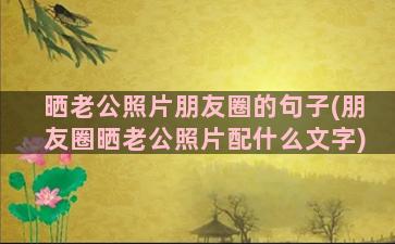 晒老公照片朋友圈的句子(朋友圈晒老公照片配什么文字)