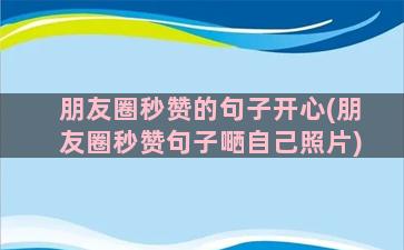 朋友圈秒赞的句子开心(朋友圈秒赞句子嗮自己照片)