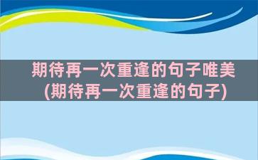 期待再一次重逢的句子唯美(期待再一次重逢的句子)