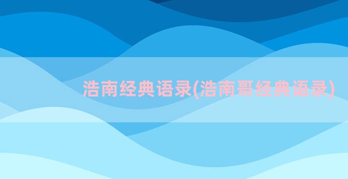 浩南经典语录(浩南哥经典语录)