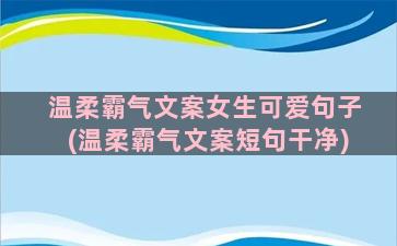 温柔霸气文案女生可爱句子(温柔霸气文案短句干净)