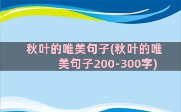 秋叶的唯美句子(秋叶的唯美句子200-300字)