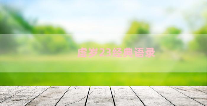 虚岁23经典语录