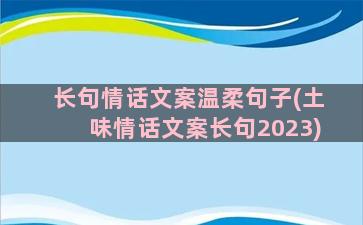 长句情话文案温柔句子(土味情话文案长句2023)